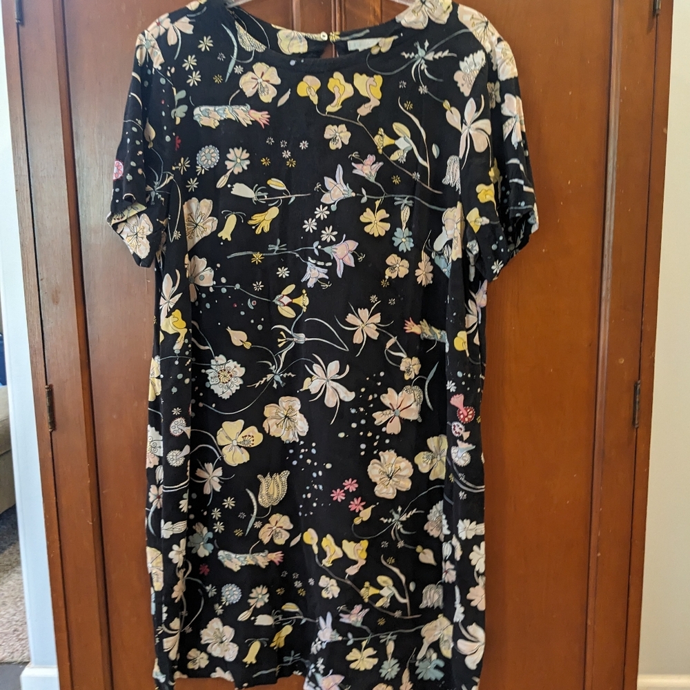 Floral Botanical Black Shift Dress